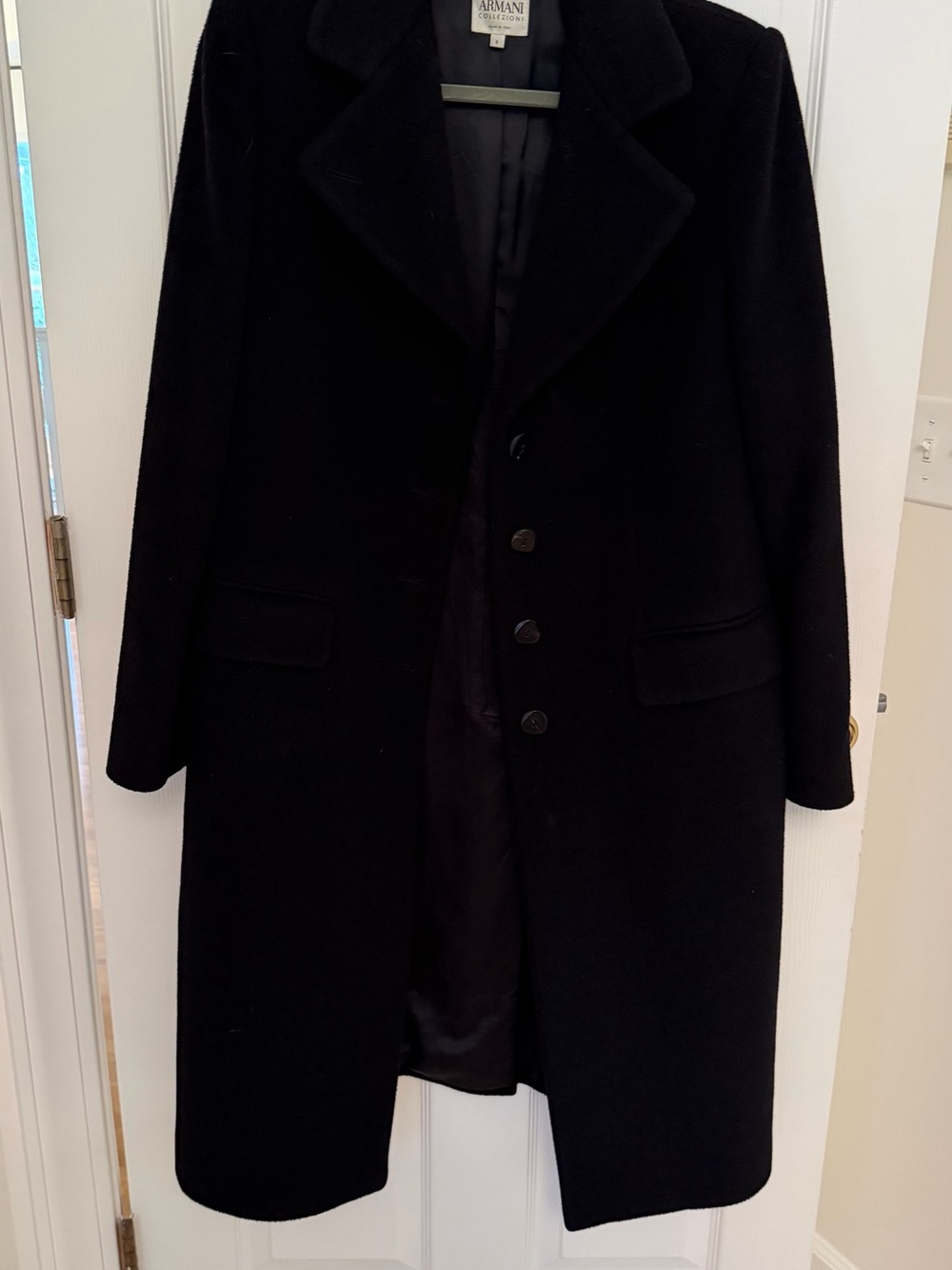 Armani Collezioni Black Long Wool Coat